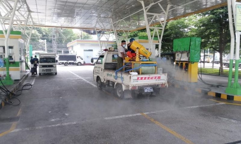 Terminal 205  ဆိုင်သို့ COVID- 19 ရောဂါ ကာကွယ်ရေးအတွက် ပိုးသတ်ဆေးများဖြန်းပေးခဲ့ခြင်း