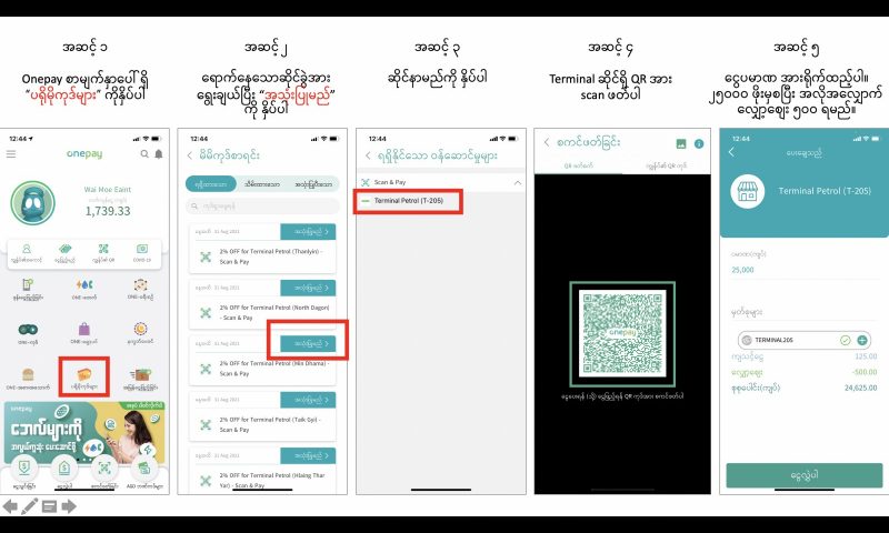 One Pay App မှ Terminal Promo Codes ရယူပုံအဆင့်ဆင့်